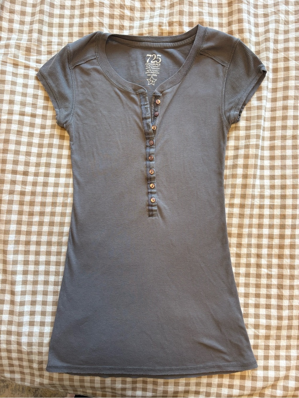 y2k Charcoal Gray Short Sleeve Henley